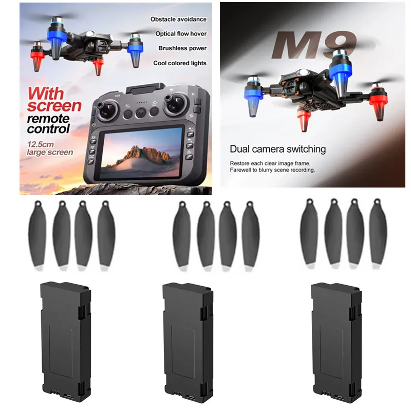 M9 Drone Battery 3.7V 1200Mah /Propeller M9 Screen RC Drone Original Accessories M9 RC Dron Battery M9 Brushles Drone Battery