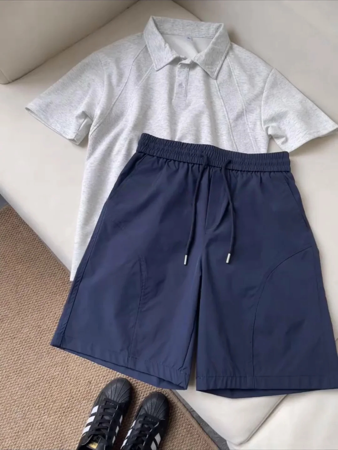 

Qui Dry Ice Silk orts Мужские летние тонкие американские брюки Slant Cut Ice Skin Cool Feeling Five orts Спортивные брюки для бега