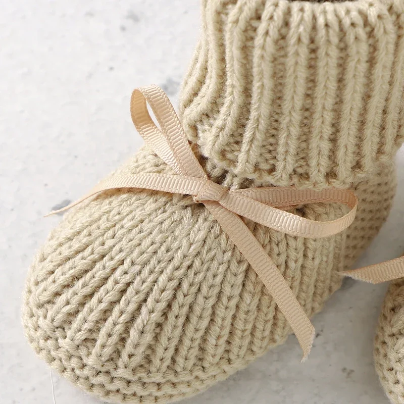 Babys chuhe Handschuhe Hut Sets gestrickt 3pc Baby Kinder bett Stiefel Slip-On Fäustlinge Motorhaube hand gefertigt 0-18m Neugeborenen Mädchen Jungen Kleidung warm