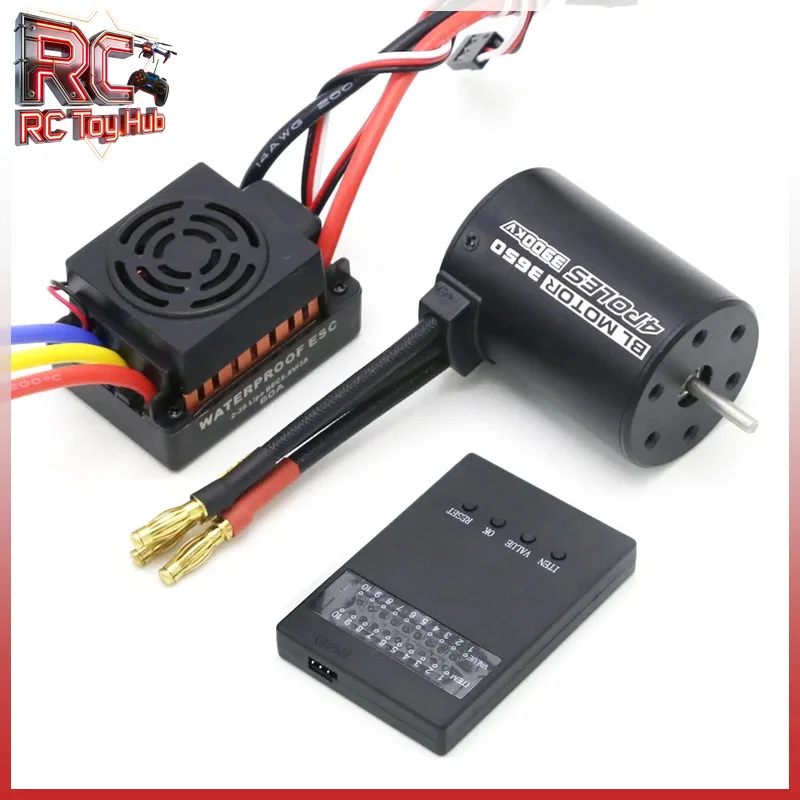 Waterproof 3650 3900KV Brushless Motor & 60A ESC with Programmer Card RC Car Motor Set  Hobby Upgrade and Spare Parts
