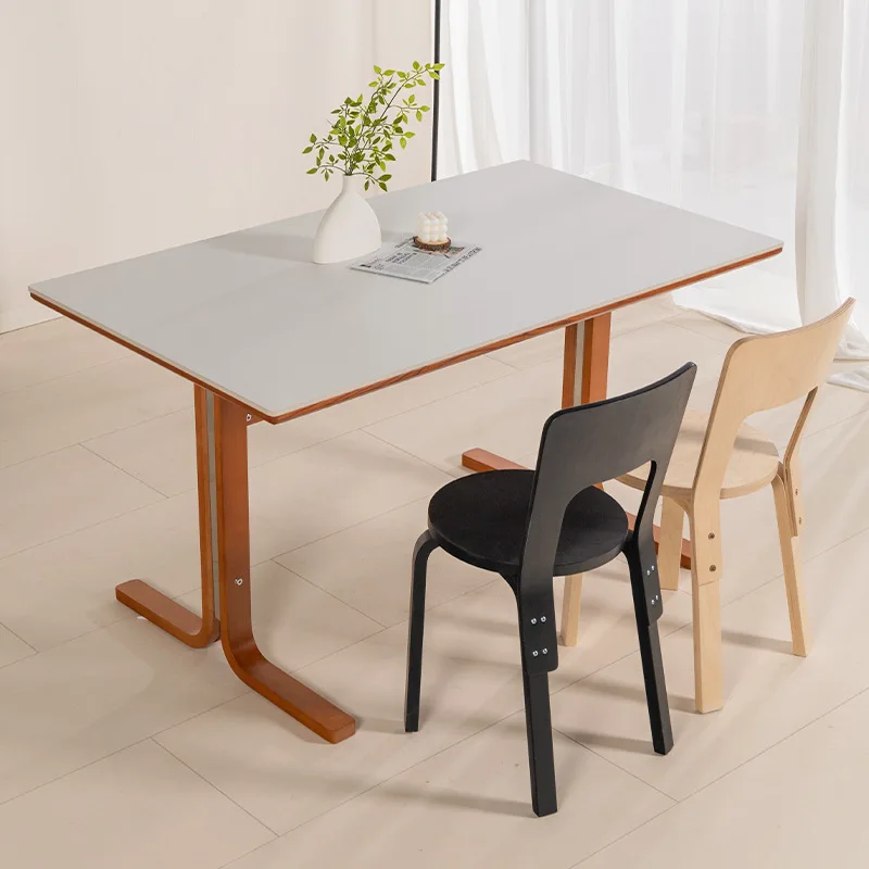 LLMM1 Nordic retro solid wood rock slab dining table Small apartment with rectangular dining table and chairs