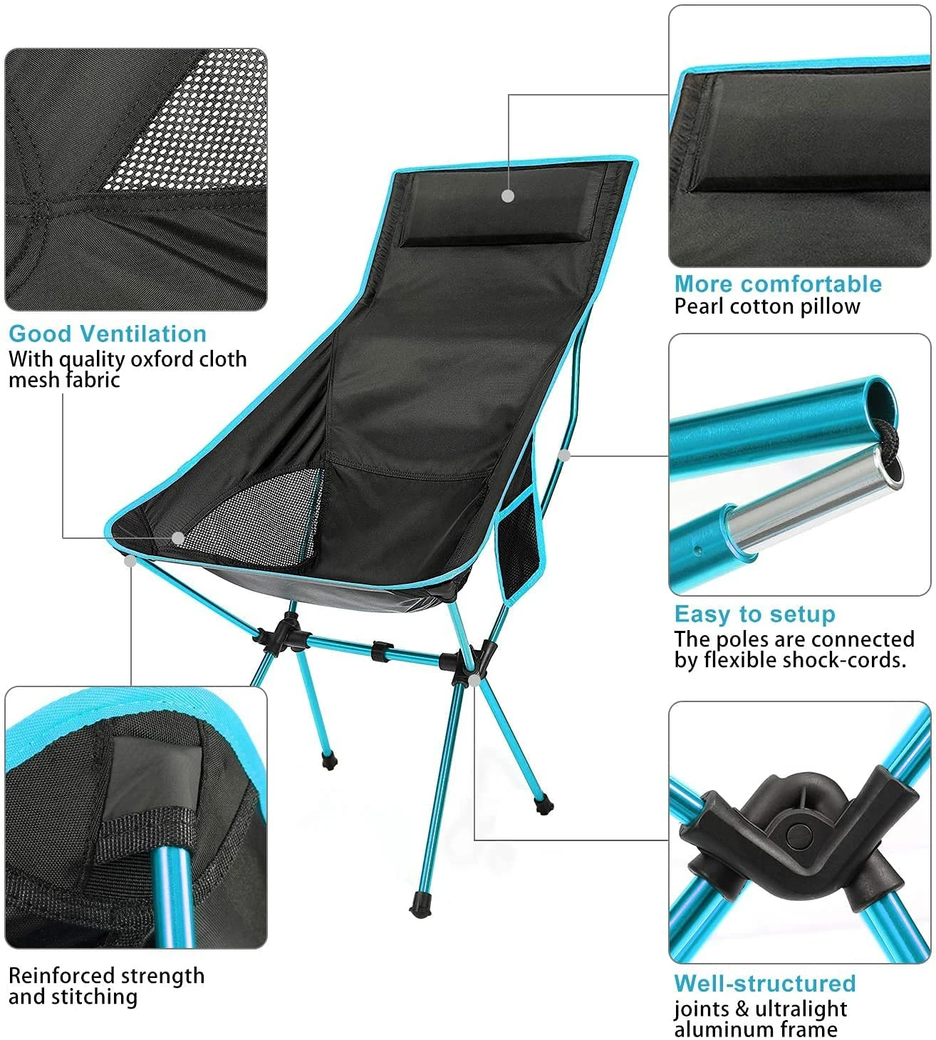 Outdoor Portable Camping Chair Oxford Cloth Folding Lengthen Camping Seat for Fishing BBQ Festival Picnic Beach Ultralight Chair