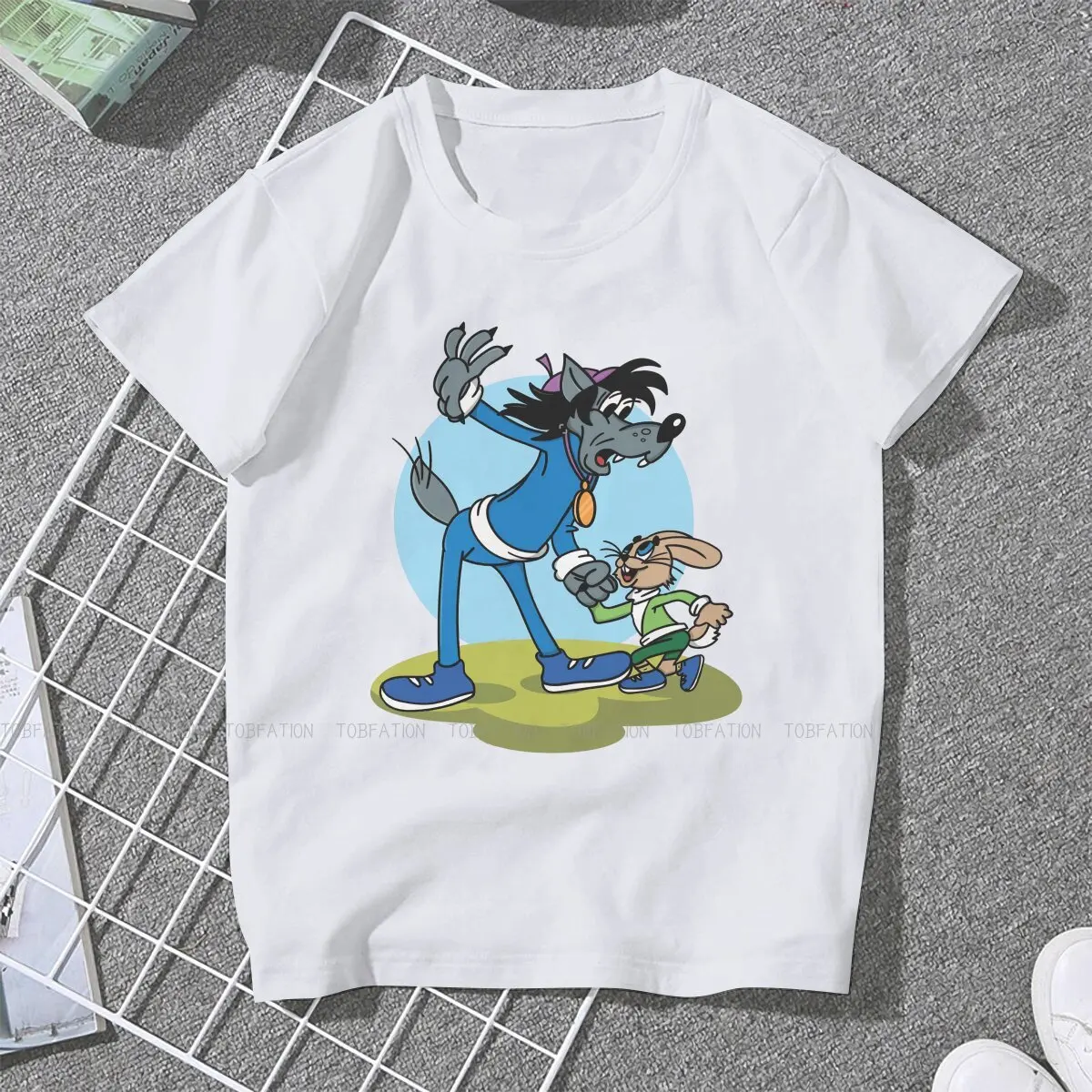 Dancing Cute Girls Women T-Shirt Nu Pogodi Wolf Hare Russian Cartoon 5XL Blusas Harajuku Casual Short Sleeve Vintage Tops