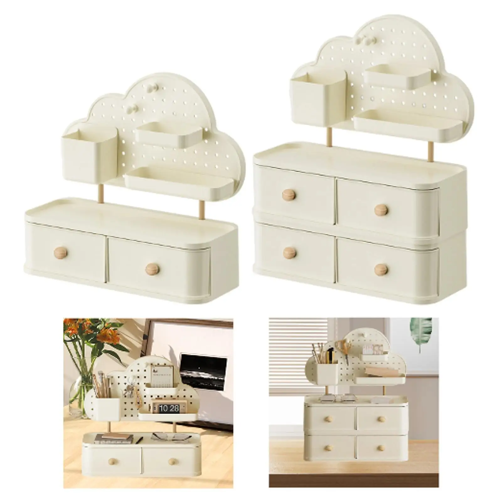 

Desk Organizer with Drawer Stationery Storage Box for Classroom Vanity Table