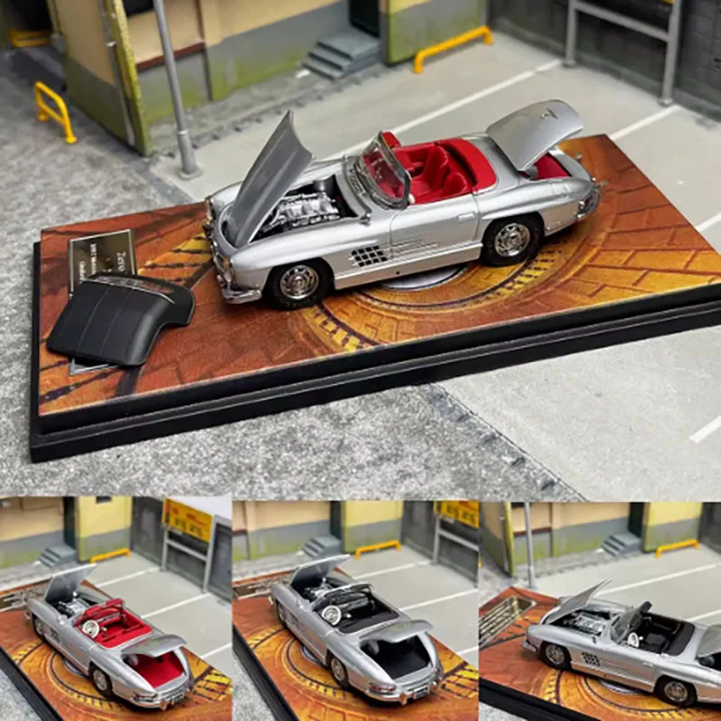 Diecast 1:64 Scale 1957 300SL Roadster Alloy Simulation Vintage Classic Nostalgic Car Model Boy Souvenir Toy