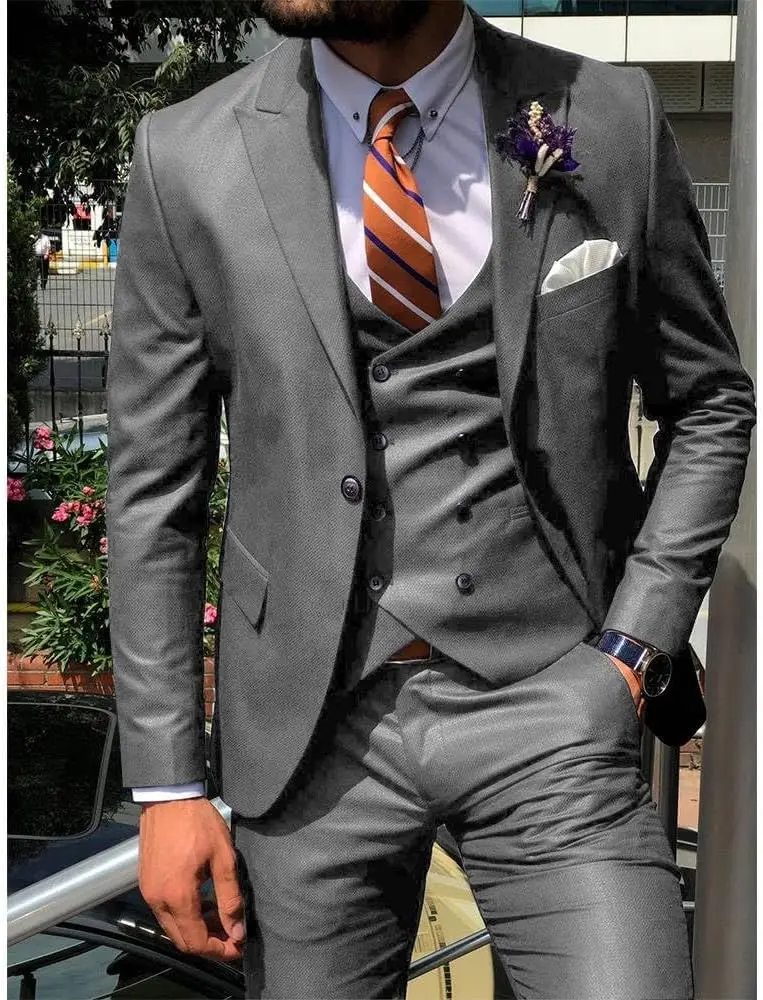 Blu scuro 3 pezzi Slim Men Fashion Suit Cutsom Sposo Smoking da sposa Prom Matrimonio Abito da uomo su misura Costume Homme Mariage