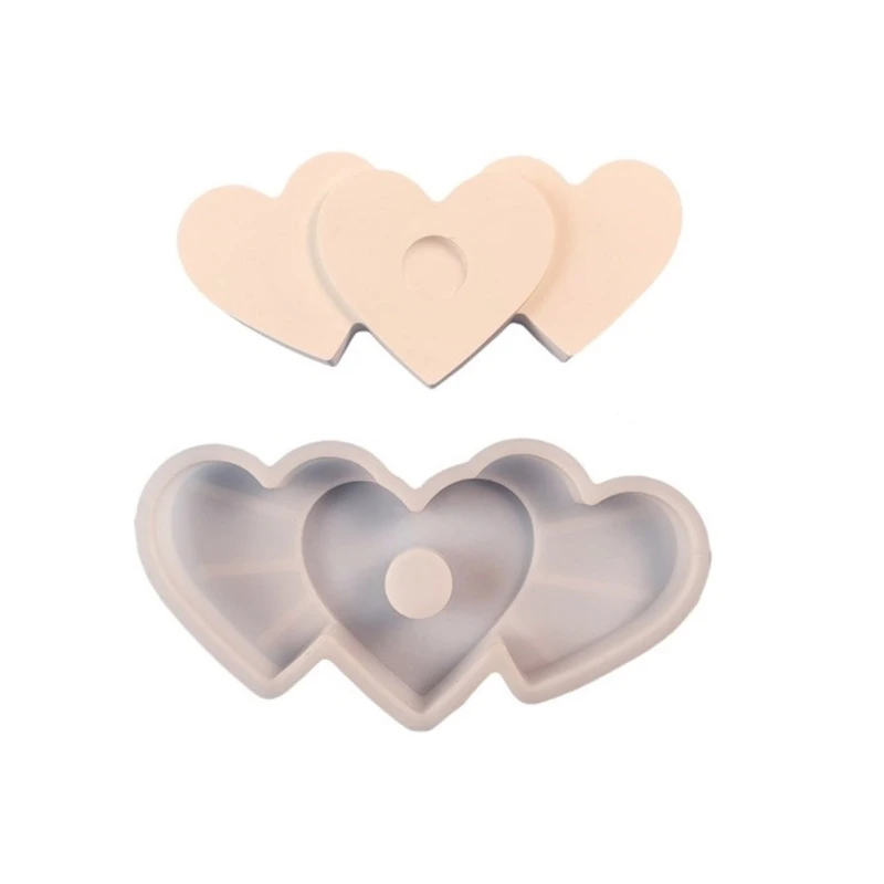 

652F Elegant Heart Shaped Silicone Mold Silicone Ornament Moulds DIY Resin Craft Molds Candlestick Moulds Silicone Material