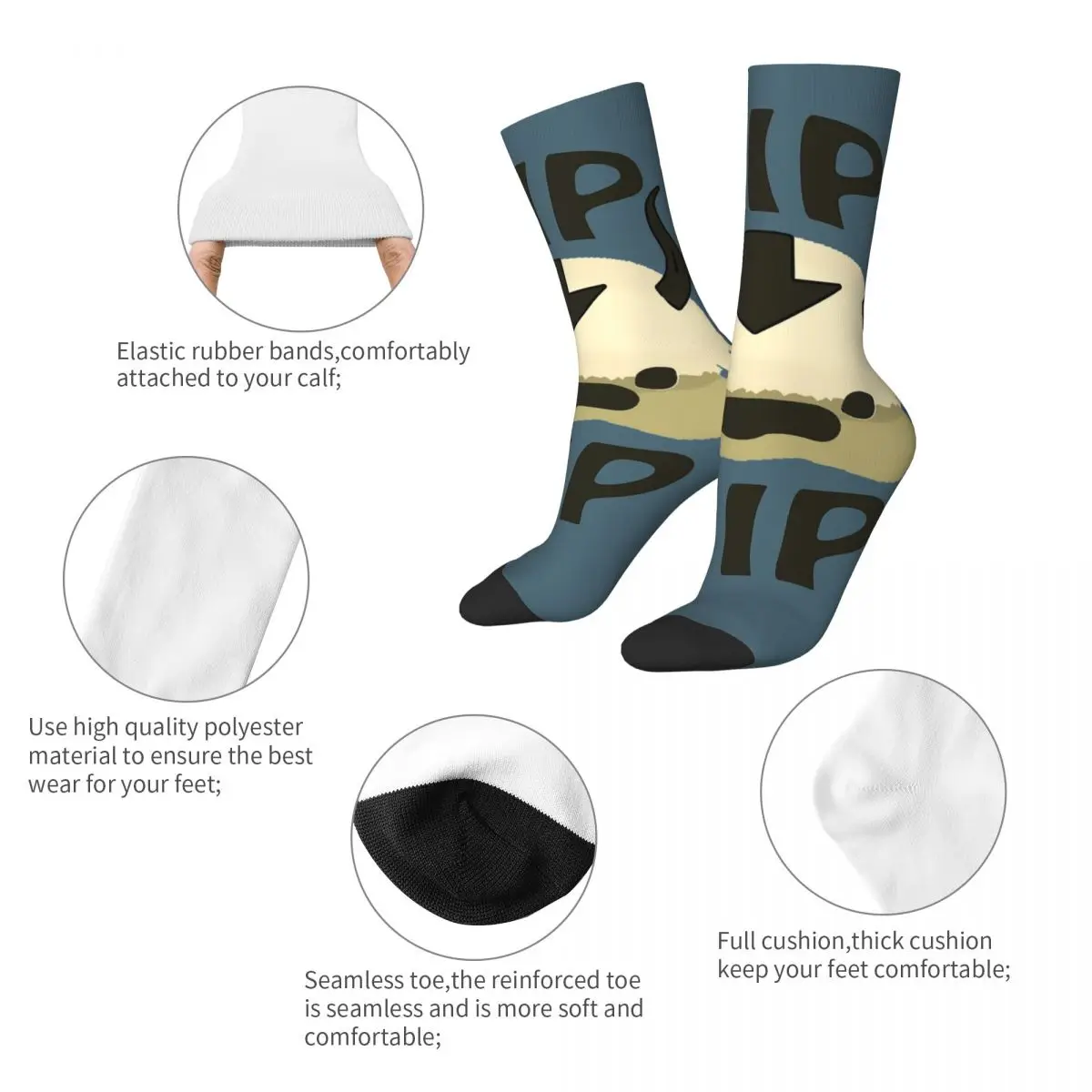 New Men's Socks Harajuku YIP YIP APPA Sock Avatar The Last Airbender High Quality Women Socks Spring Summer Autumn Winter