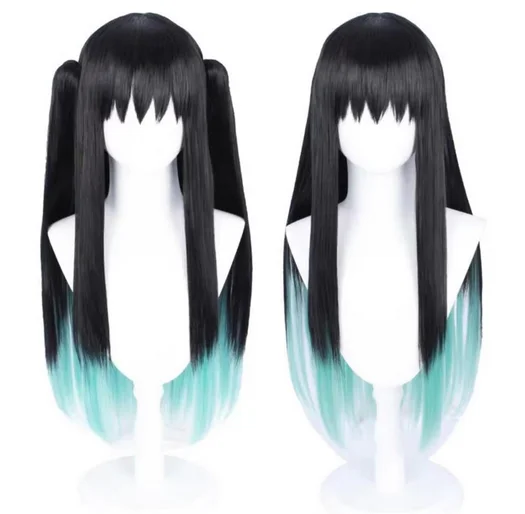 Tokitou Muichirou Wig Anime Demon Slayer Kimetsu No Yaiba Cosplay Black And Blue Gradient Long Straight Wig Men Women Heat Re