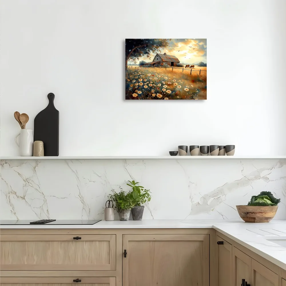 Lukisan pemandangan rumah pertanian yang tenang, cocok untuk ruang tamu, kamar tidur, kantor, cocok untuk dekorasi interior