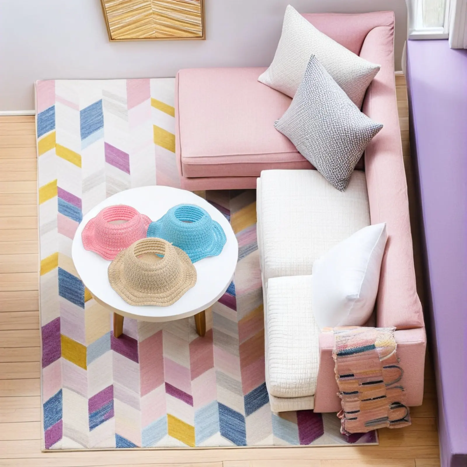 Chapéu de Palha Artesanal (3 Peças) - Mini Chapéu de Sol para Artesanato e Acessórios DIY - Design Leve e Respirável, Ideal para 17cm