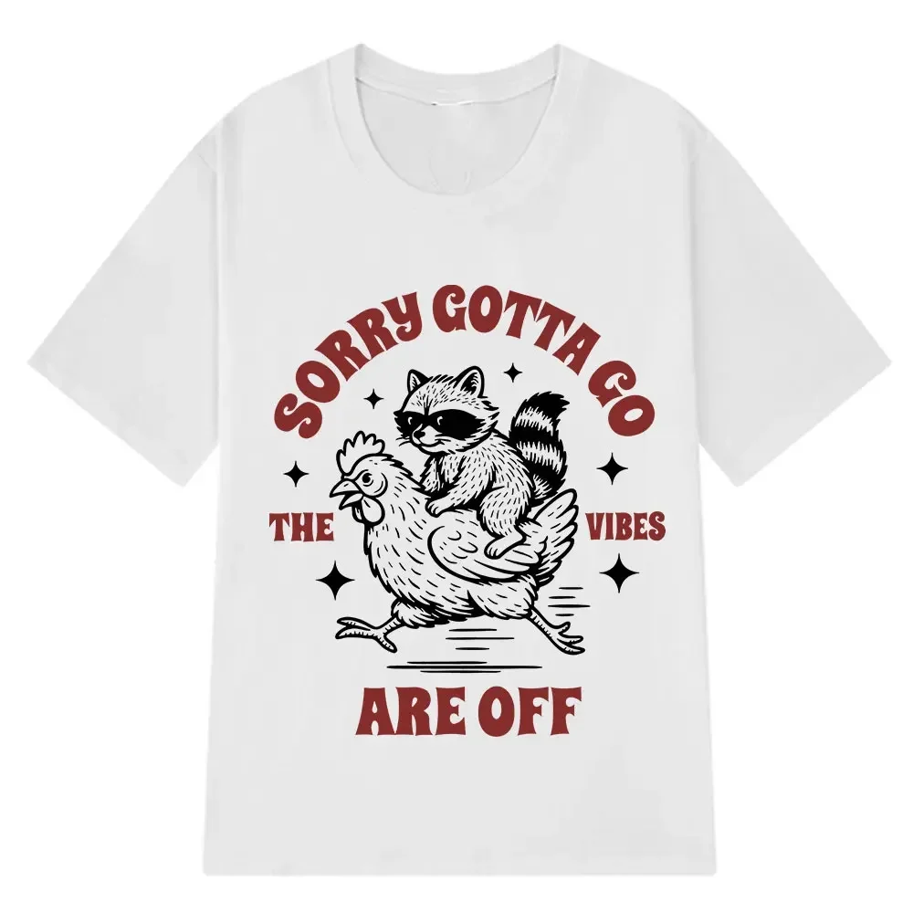

Camiseta gráfica divertida de mapache montando un pollo ropa Holgada de verano para mujer de hip-hop