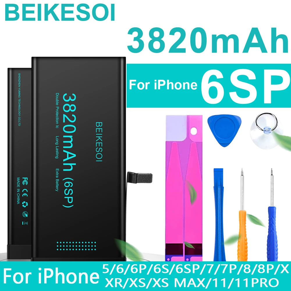 

BEIKESOI High Capacity Original Replacement Bateria for iPhone 6 6SP 7 8 Plus X XR XS Max 11 12 13 Mini Mobile Phone Battery