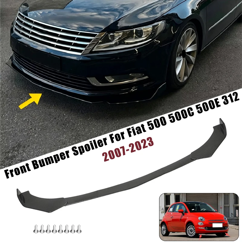 Sport Front Bumper Splitter Spoiler Lip For Fiat 500 500C 500E 312 2007-2023 5Pcs Adjustable Sectional Car Tuning Body Kit