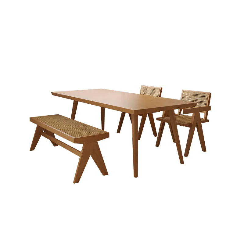 Nordic household solid wood dining tables and chairs, log negotiation table, bed and breakfast restaurant long dining table