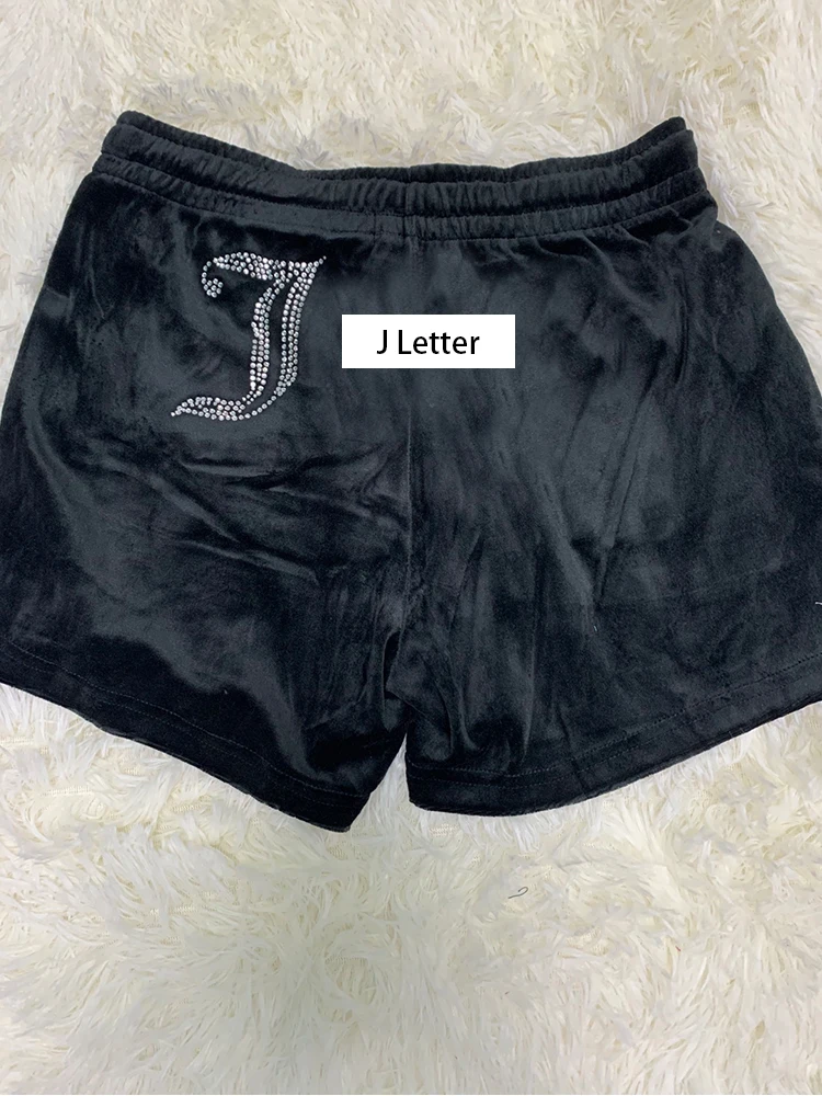 Velvet Sporty Shorts Biker Shorts for Workout Fitness Diamon Tracksuit Short Sportwear 2024 Trendy Women Summer Shorts