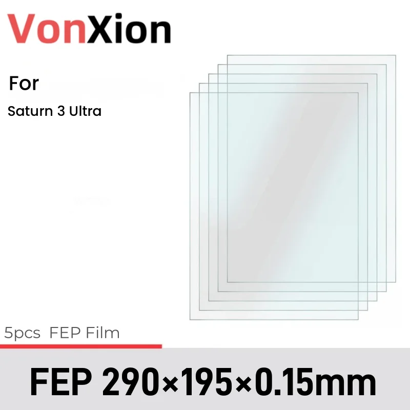 

Vonxion 5 шт. Разделительная пленка FEP 290x195x0.15мм для аксессуаров и деталей 3D принтера ELEGOO Saturn 3 Ultra LCD SLA DLP УФ смола