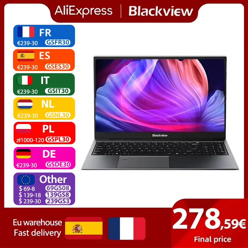 Blackview Acebook 8 15.6inch 12th Gen Intel Alder Lake N97 16GB RAM 512GB SSD(up to 1TB) Windows 11 Fingerprint unlock Laptops