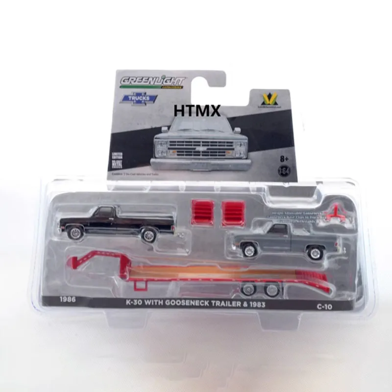 

GreenLight 1:64 Scale 1986 K-30&C-10/1984 K-20 Pickup & Gooseneck Trailer Alloy Car Model Collection Display Toy Gifts Souvenirs