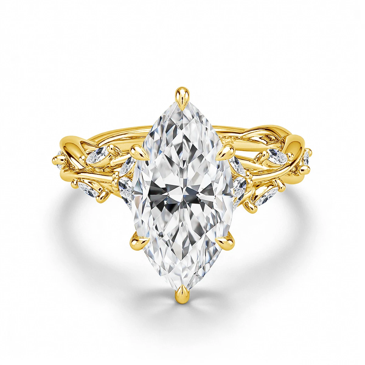 

Кольцо из стерлингового серебра 925 пробы с муассанитом 3 карата огранки «маркиз», ажурное, с узором «тотемная лоза», для помолвки и свадьбы