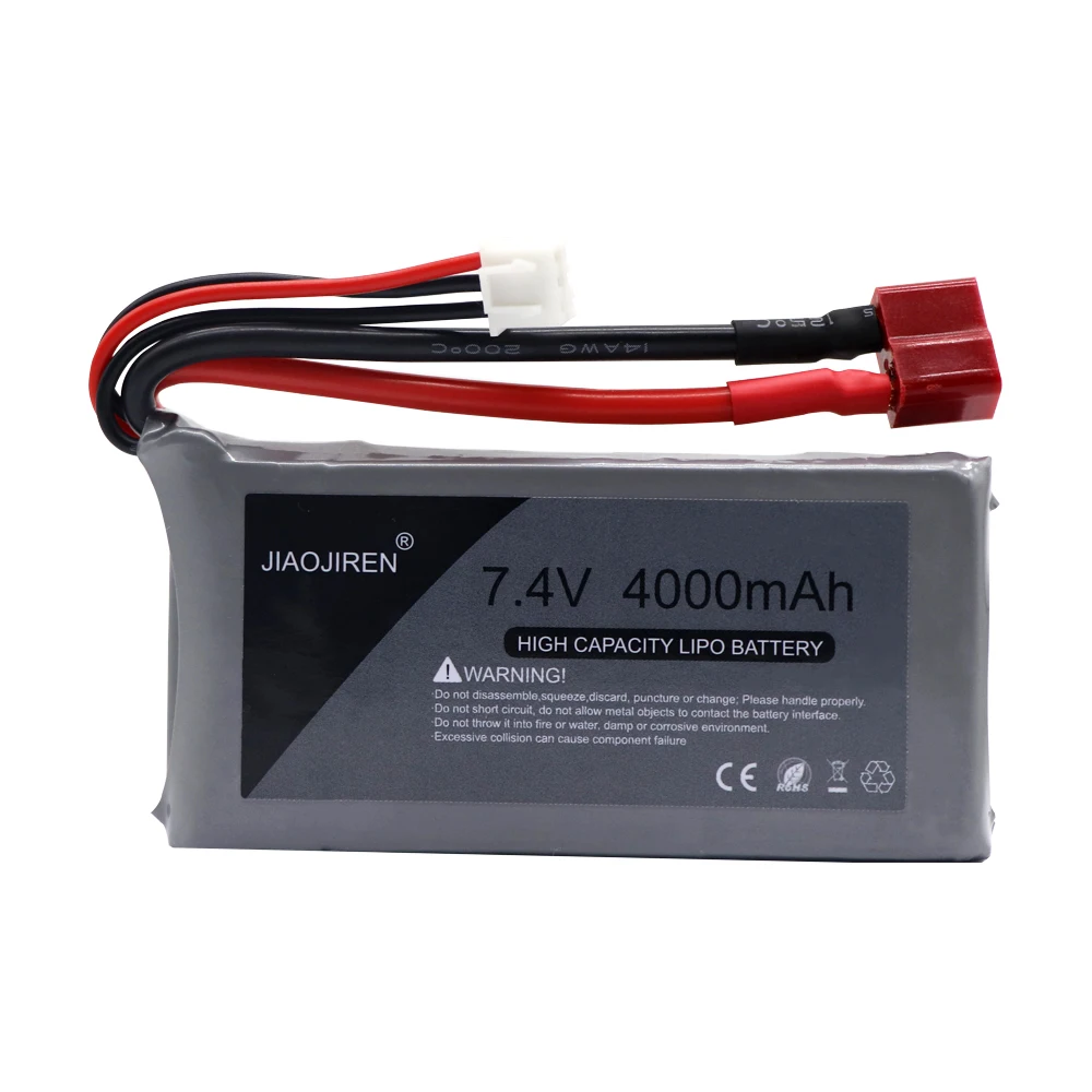 7.4V 4000mAh RC LiPo แบตเตอรี่และชุดชาร์จสําหรับ Wltoys 12428 12423 RC รถ feiyue 03 Q39 อะไหล่ 2 S 7.4V ความจุสูงรถแบตเตอรี่