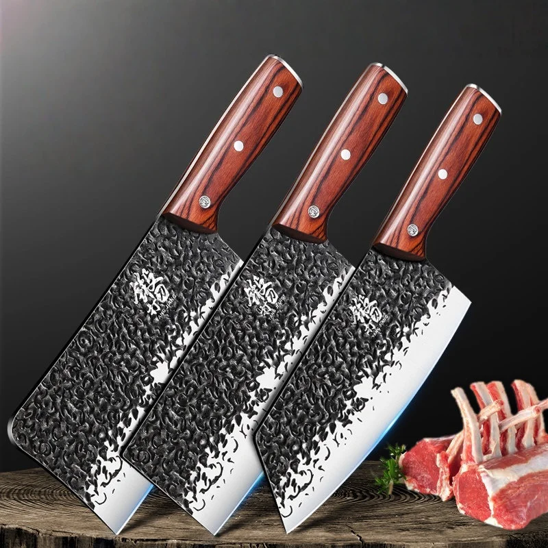 1/2/3/8 Pcs Forged Kitchen Knives Exquisite Ancient Ebony Wood Handle Set, Professional Chef Knives, Ideal for Home Use or Gifts