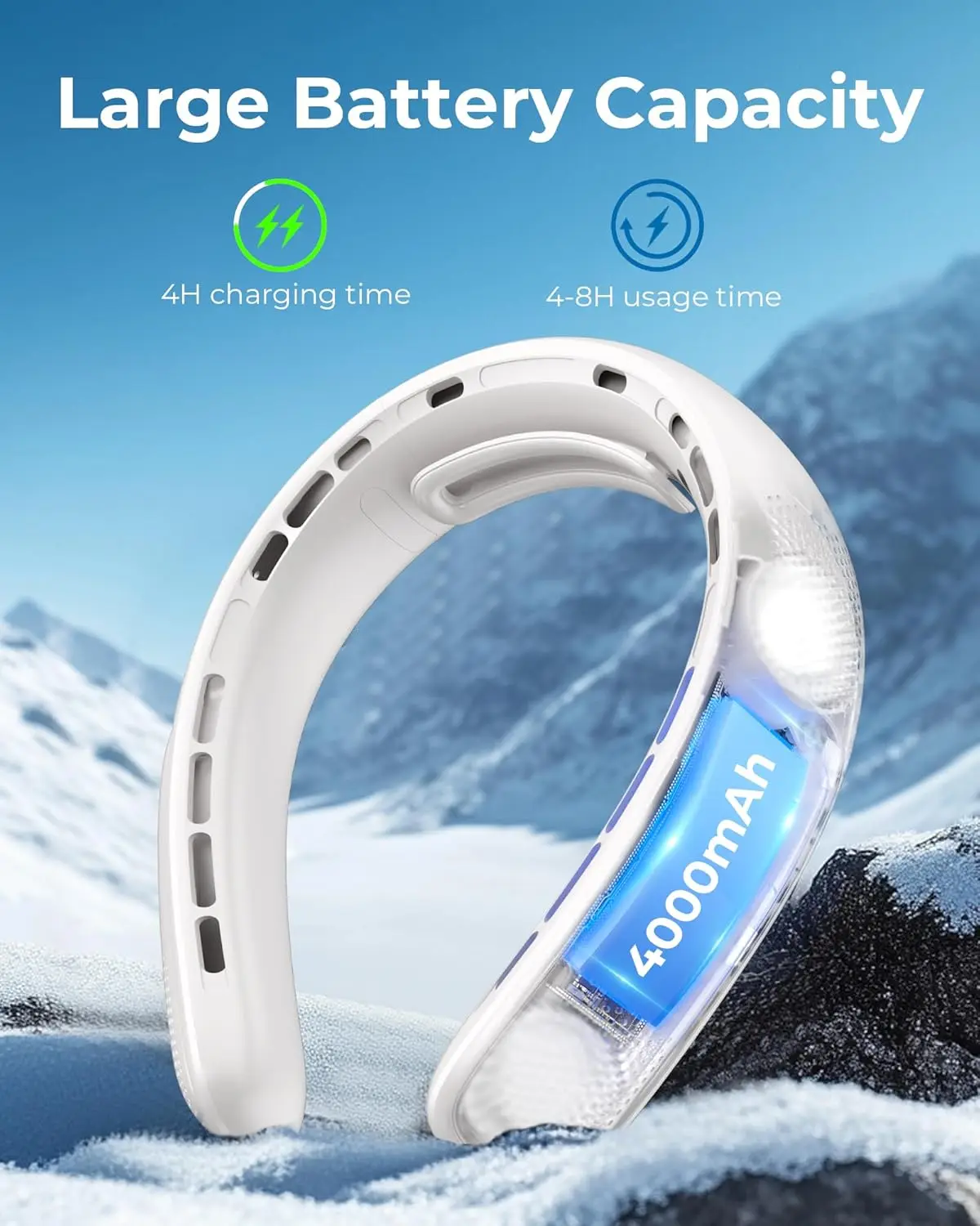 Ventilador de pescoço portátil 4 Turbo Ventilador de pescoço sem lâmina Ventilador pessoal recarregável USB 360 °   Refrigeração de display LED mãos livres