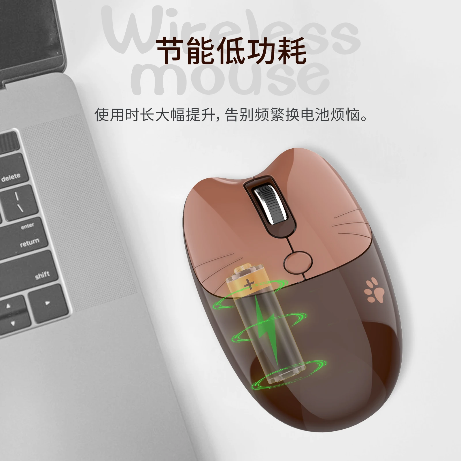 MOFii 1 Piece Dual-Mode Wireless Mouse, Gradient Cat Shape Cute Mouse, Bluetooth & 2.4G Silent Office Mouse,Battery Not Include