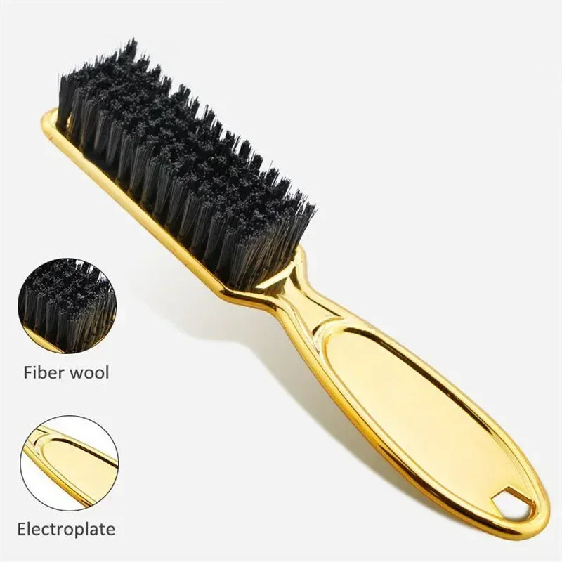 1PCs Retro Gold Plastic Handle Hairdressing Soft Hair Cleaning Brush Barber Neck Duster Broken Hair Comb Brush Styling Tools