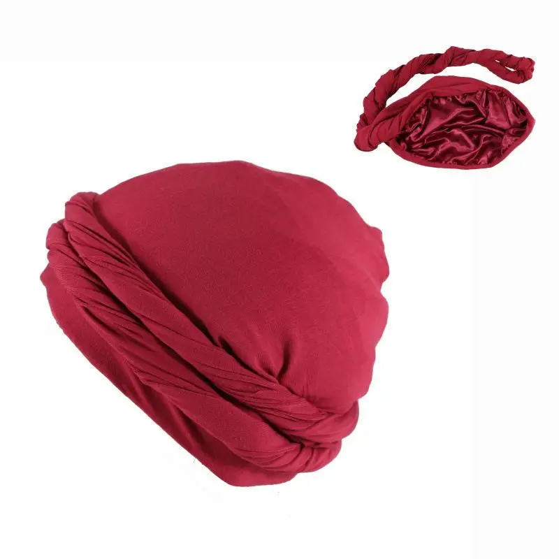 Bufanda de cabeza para hombre, gorro de algodón sólido, gorro elástico nacional, informal