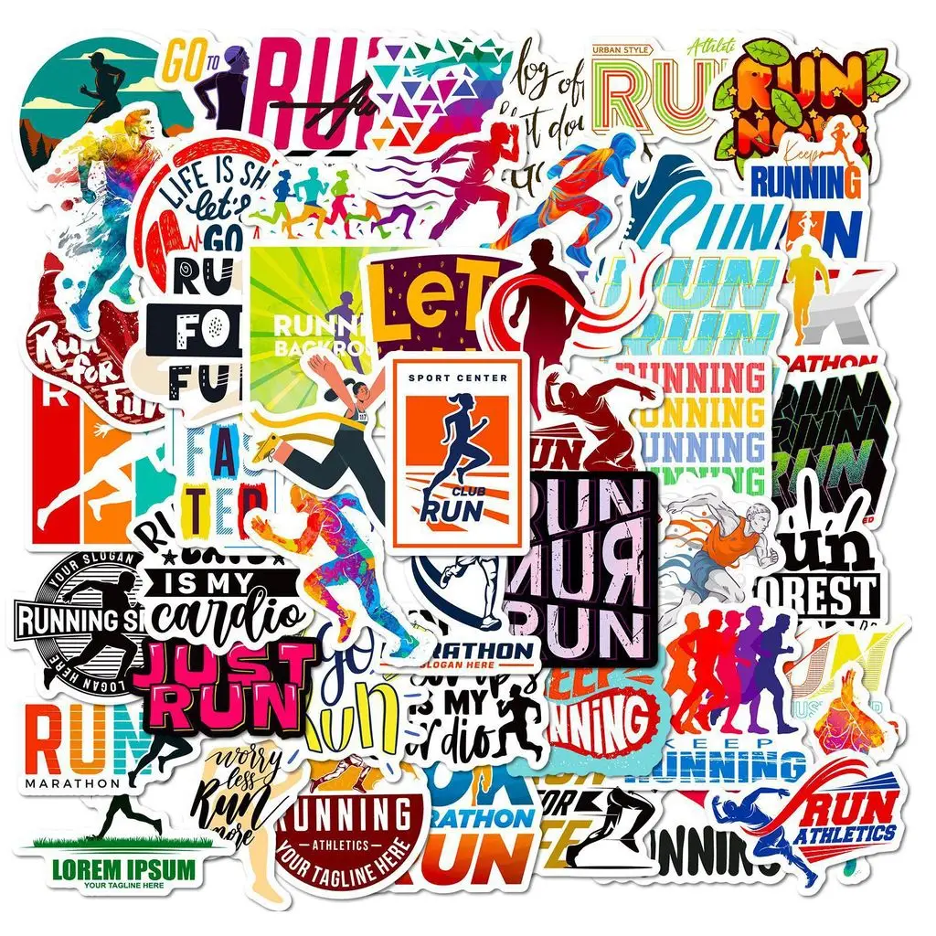 50Pcs Running Quote Stickers, Sports Series Running Graffiti Waterproof Decals for Fitness Gear DIY Decor Anime Worlds Store