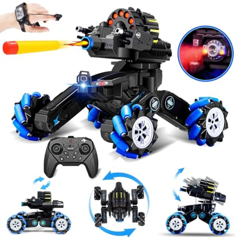 

RC Tank for indoor battle play, ABS plastic body, gray and black, gesture sensing control with 2.4GHz stability, soft bullet sh