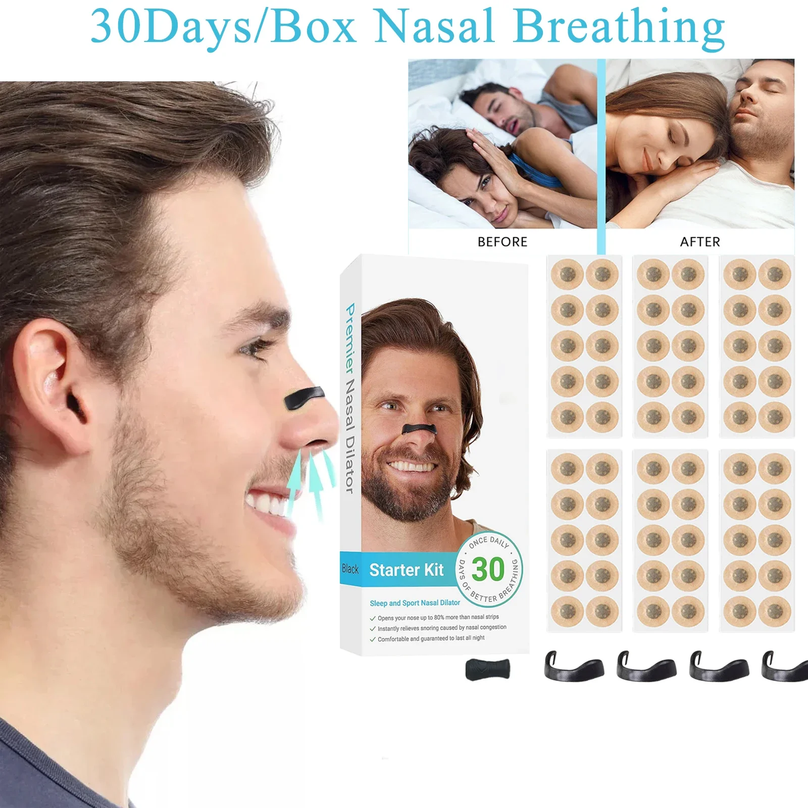 

Anti Snoring Nasal Dilator Sleep Nasal Breathing Dilators Starter Kit Nose Breathe Strips Magnetic Nasal Strips Reduce Snoring