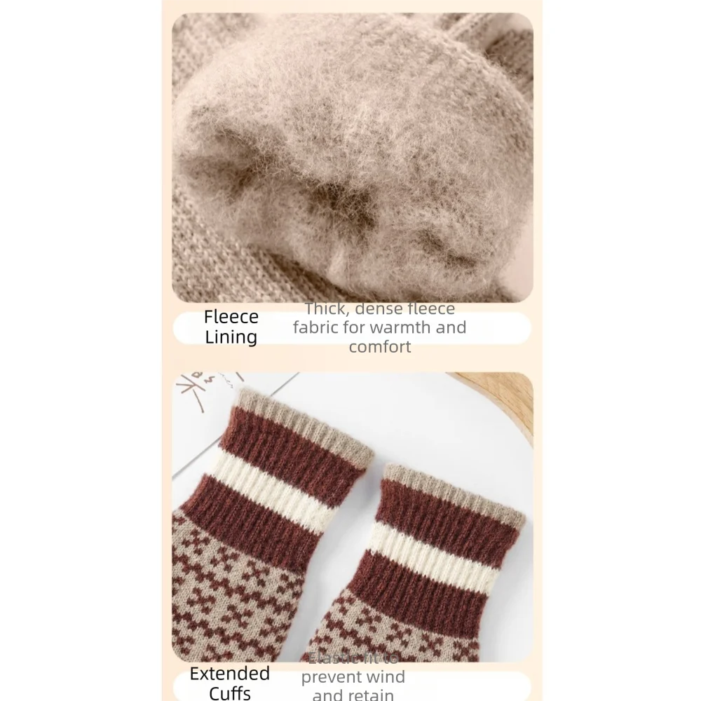 قفازات شتوية سميكة على الموضة مقاومة للرياح من الصوف قفازات لمس مقاومة للبرودة قفازات دافئة ناعمة للرجال والنساء