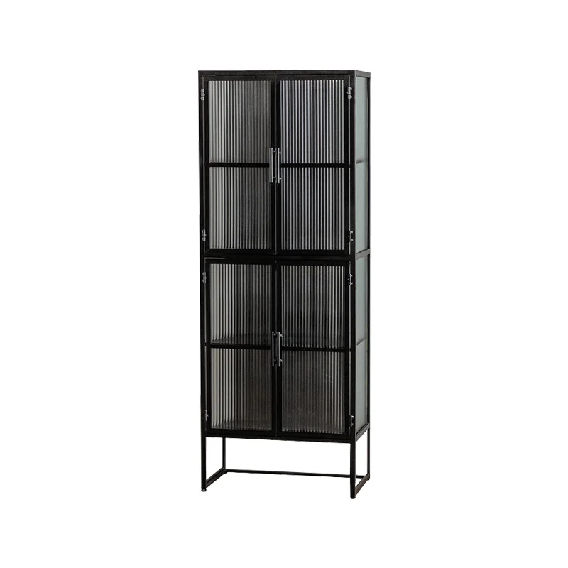 

Modern simple living room glass locker foyer entry porch Nordic wrought iron storage against the wall Kitchen dining side
