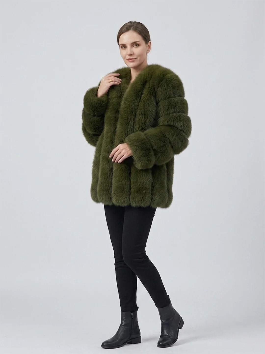 Women's Real Fox Fur Coat Winter Warm Luxury Jacket Natural Fur Thick Cozy Extra Long Heavy Windproof Outerwear for Ladies WG-70