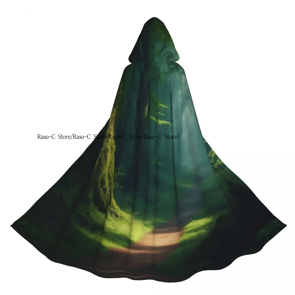 

Adult Cloak Cape Hooded Beautiful Forest Illustration Medieval Costume Witch Wicca Vampire Elf Purim Carnival Party