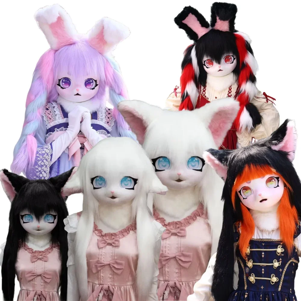 

Kig Fursuit Kigurumi Гарнитура Пушистый Косплей Костюм Животное Петля Уши Кролик Пушистая Маска Голова База Лапы Comiket Косплей Костюм