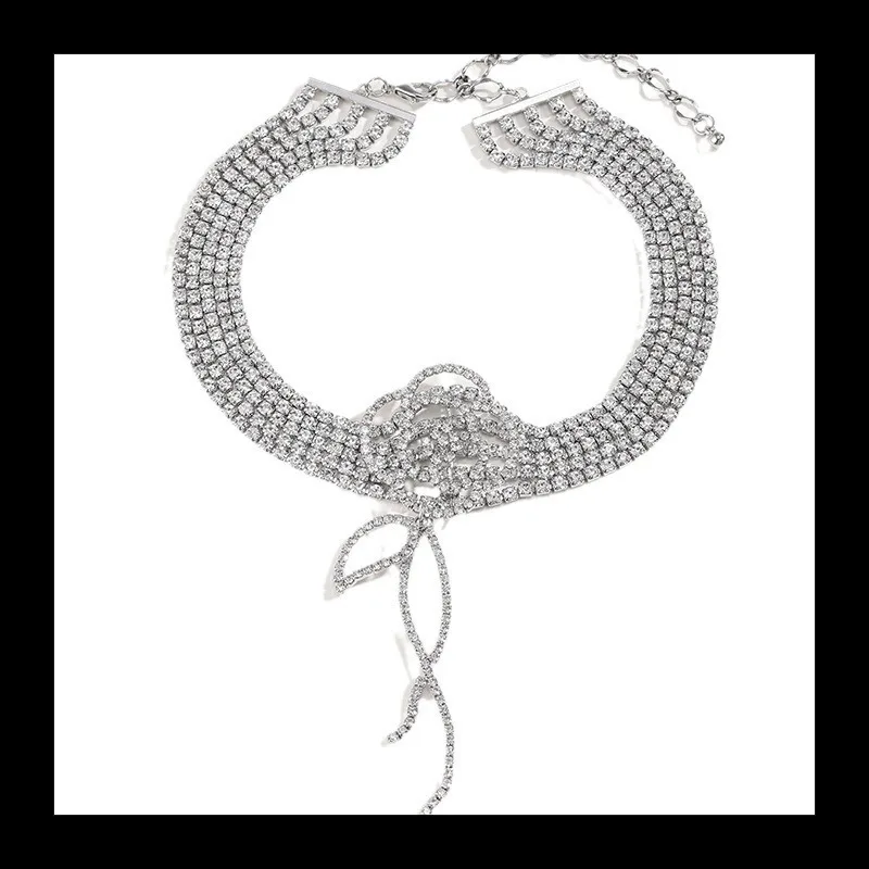 مبالغ فيها كامل الزركونيوم قلادة أنثى الأمازون رائجة البيع الربيع الماس زهرة قلادة النحاس مطعمة الزركونيوم رائعة الرقبة #5