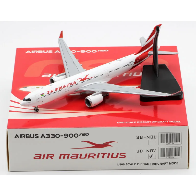 XX4169 Alloy Collectible Plane Gift JC Wings 1:400 Air Mauritius Airbus A330-900NEO Diecast Aircraft Jet Model 3B-NBV With Stand
