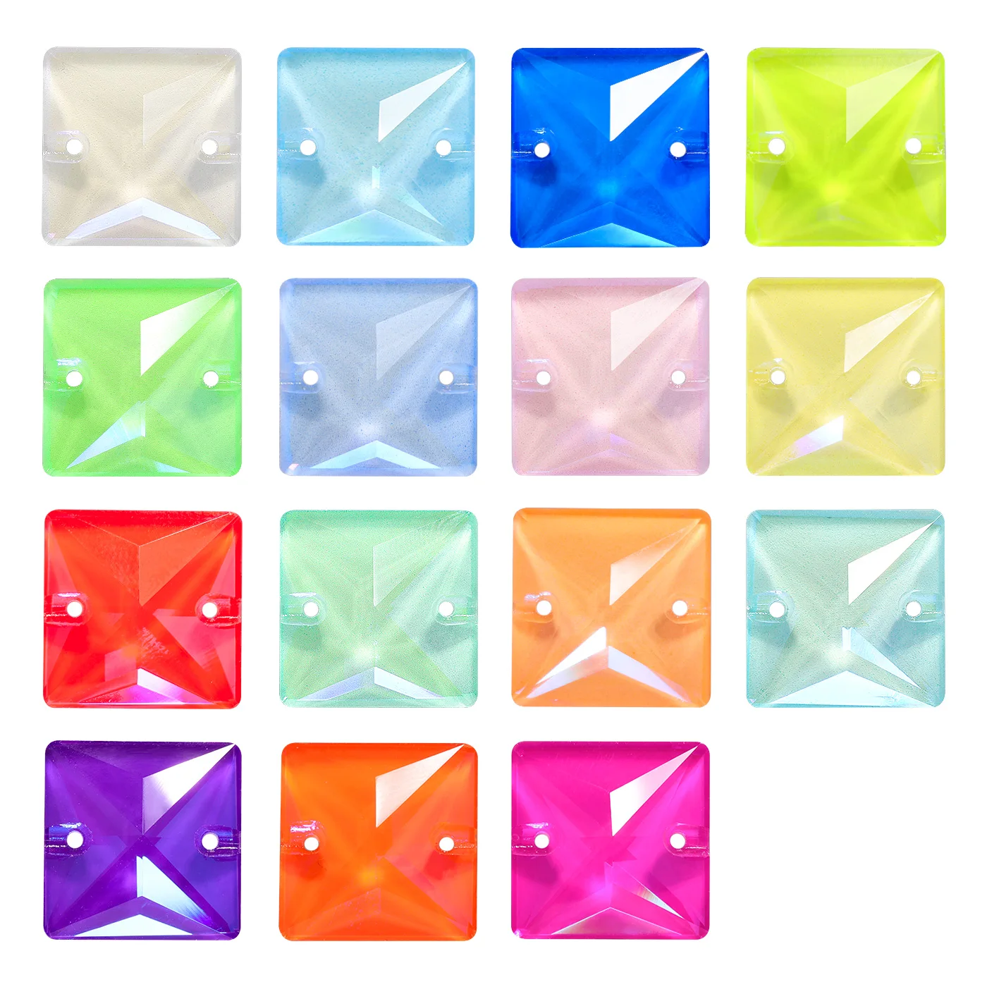 

Neon Series Square Sewing Rhinestones Bling Glass 2 Holes Crystal Flatbase Diamond For Garment Artefact Accessories