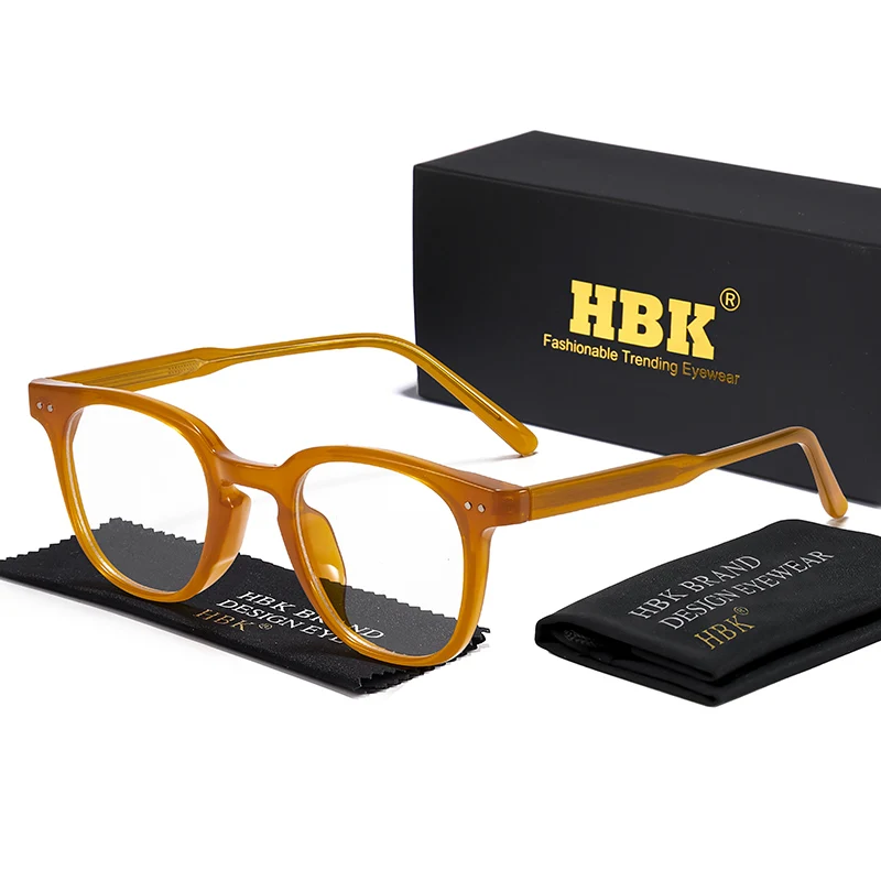 

HBK Vintage Glasses frames for men Square TR90+CAP Frame Cellulose Propionate Temple Tips Women Anti Blue Light Glasses Frame