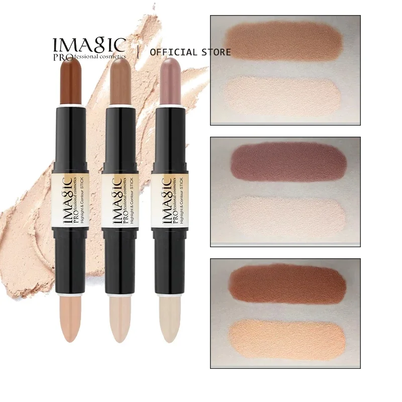 IMAGIC Makeup Creamy Double-ended 2in1 Contour Stick Contouring Highlighter Bronzer Create 3D Face  Concealer Full Cover Blemish