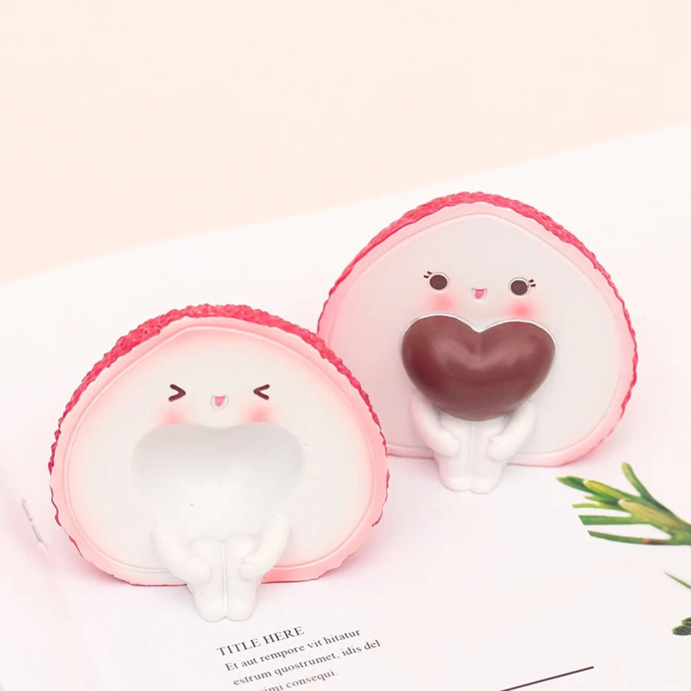 

1Pcs Cartoon Litchi Decoration Resin Ornament Birthday Cake Decoration Home Car Fruit Trinkets Couple Decors Cool Creative Gift