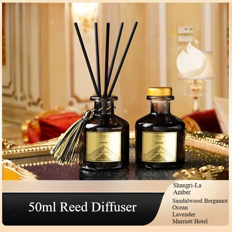 

Reed Diffuser with Brwon Glass Bottle and Black Sticks, Home Fragrance Decor For Bedroom and Washroom, 50ml