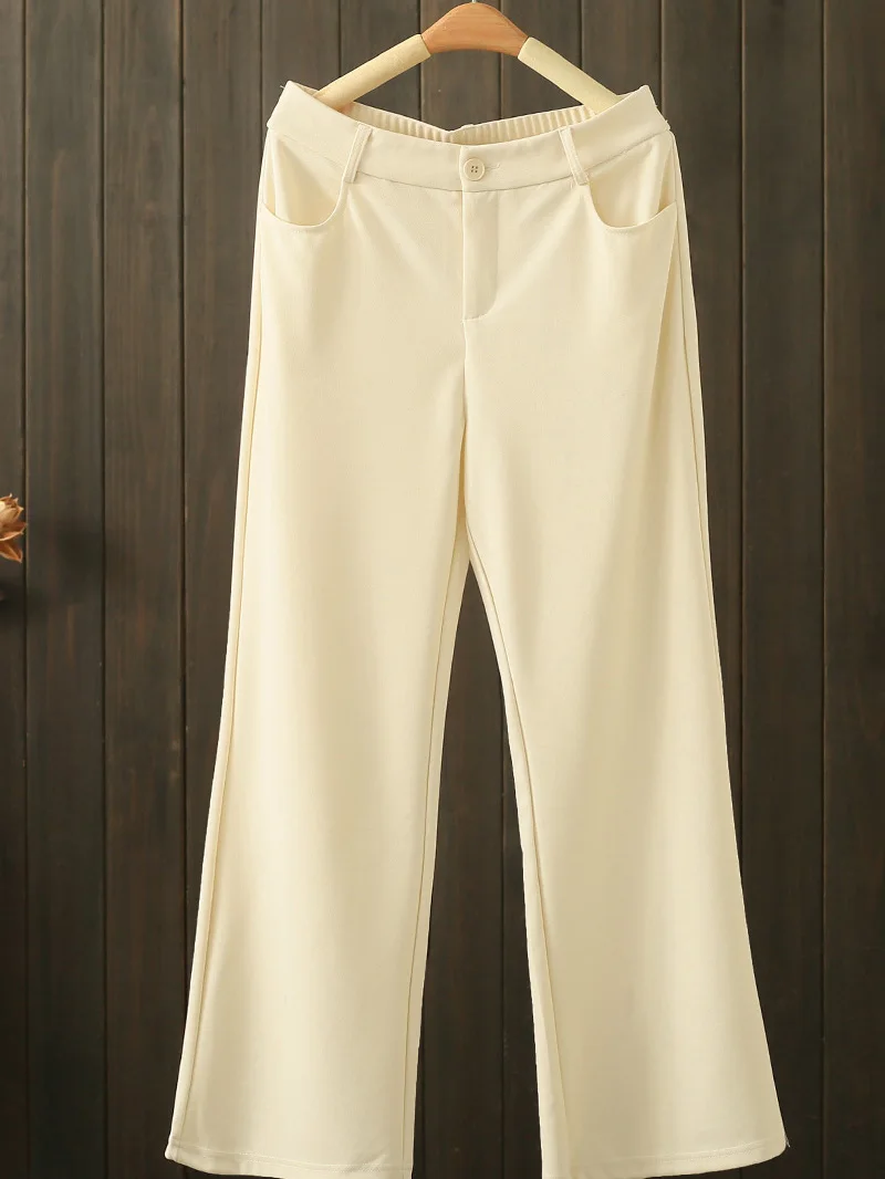

Summer plus Size Wide Leg Pants High Waist Casual Loose Slimming Drapey Straight Leg Long Trousers Minimalist Style