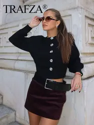 TRAFZA Female High Street Slim Skirts Solid High Waist Belt Decorate Zipper Mini Skirts Autumn Short Skirts Woman 2024 Trendy