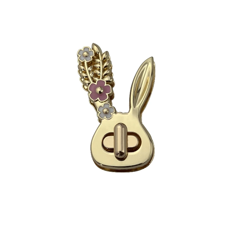 Cute Rabbit Shaped Turn Lock for Lady\'s Handbag Closure Twist Locks for DIY Bags Parts Hardware Accessories Zinc Alloy