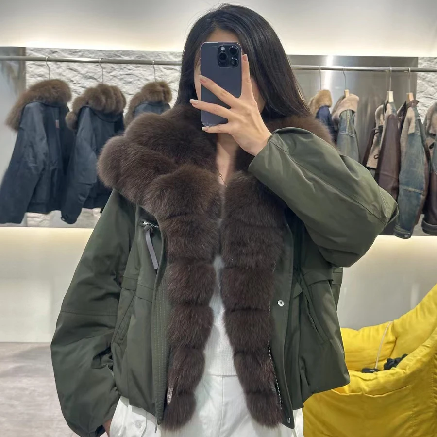 

Women Down Jackets Winter Fox Fur Collar Luxur High Quality Fashion Womens Down Coats