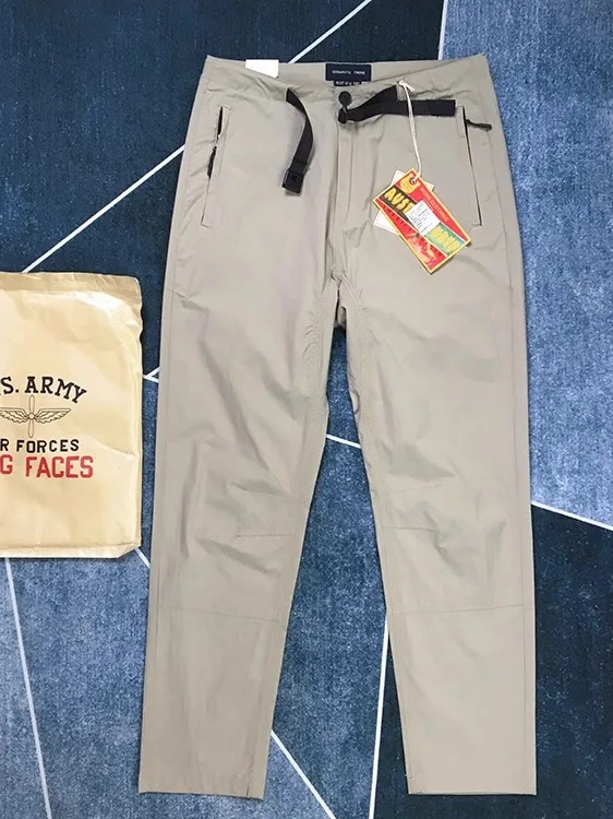 

Мужские летние тонкие быстросохнущие эластичные брюки в американском ретро-стиле, повседневные, в японском стиле, цвета хаки, рабочие, узкие прямые, для активного отдыха, длинные